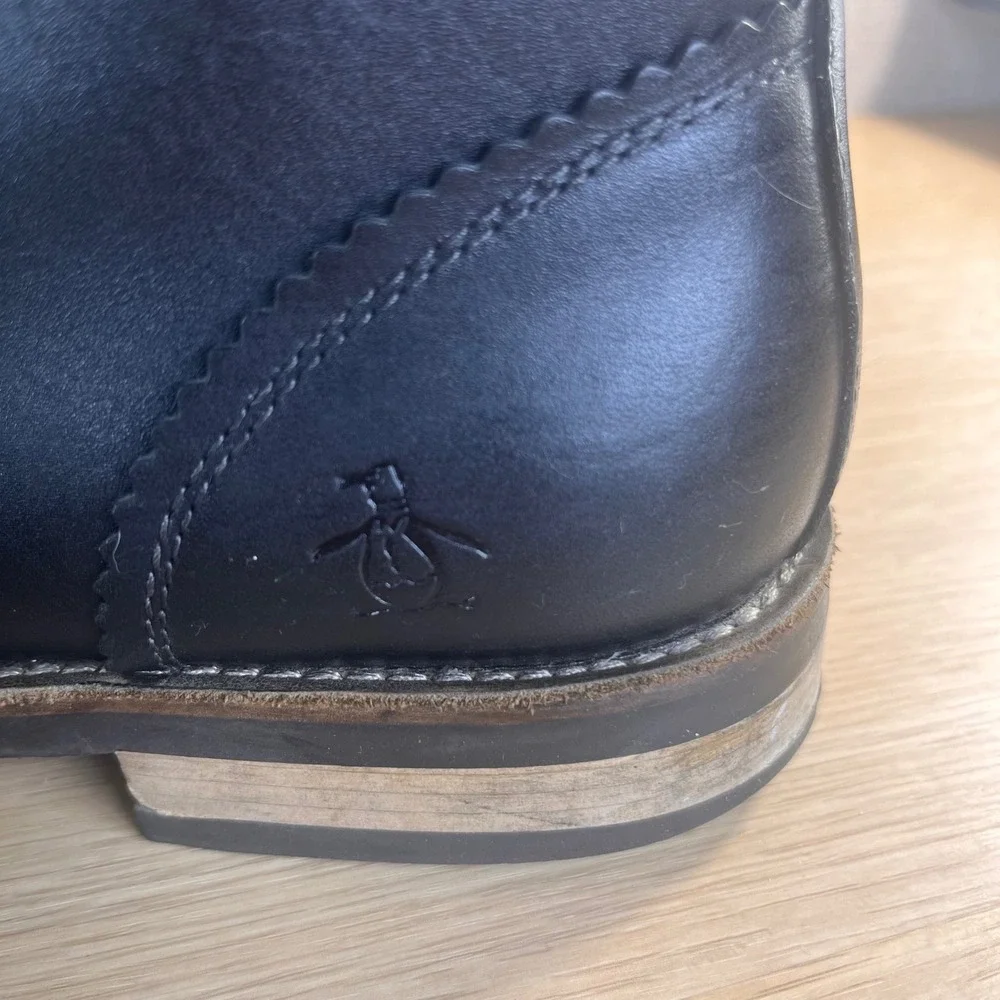 Original Penguin Monty Black Leather Chukka Boots Mens 11 OP100198 Ankle Boots